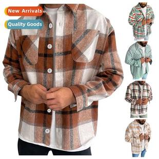 fall winter printed 2023 shirt shirts plaid casu mens