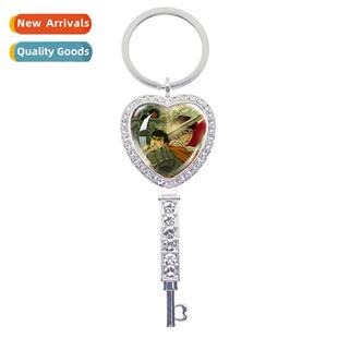 New Anime BERSERK Behel Guts Glass Heart Pendant Keychain