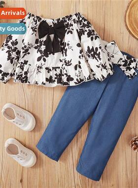 Girls spring  autumn  2022 new n printing lg-sleeved top + s