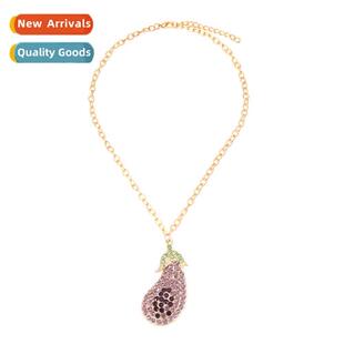 Simple persaly niche new diamds eggplant pendant necklace cr
