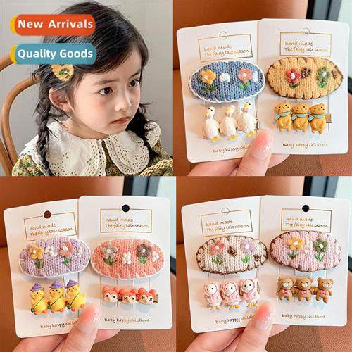 Girls flower  clips headdress cute children broken  clip pri