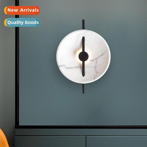 Post-modern marble powder polymer living room wall lamp crea