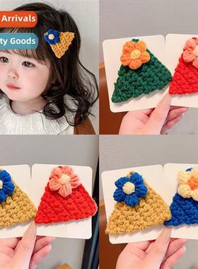 2023 fall new wool models triangle flower  clips fall and wi