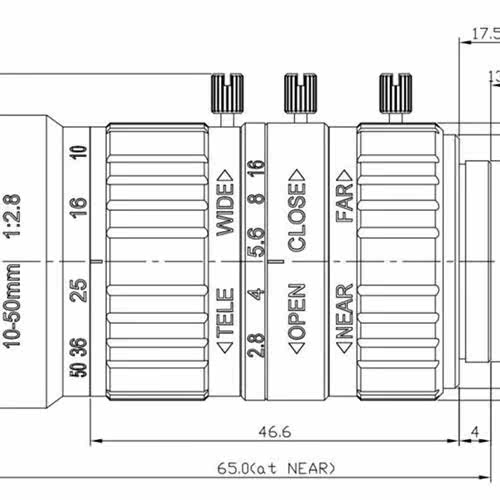 Machine visi 10-50mm C port HD 1/1.8 manual aperture zoom in