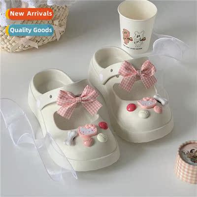 2023 new summer Mary Jane heightened cute carto bow hole sho