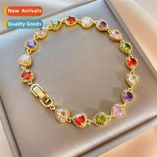 Bracelet female colorful zircia purple inlaid love tide fash