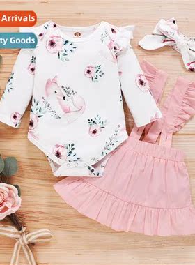 Girls spring  autumn  2021 new n small fox print lg-sleeved