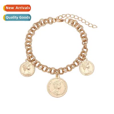 New Simple Trend Hip Hop Alloy Chain Fashi Portra Coin Penda