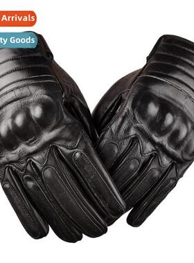 Genuine lear motorcycle gloves h guards n-slip touch screen