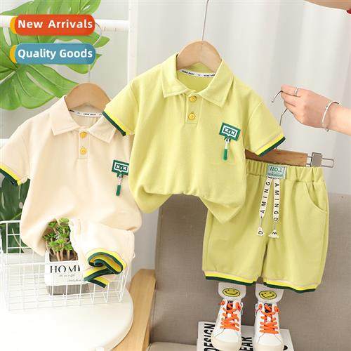 Boys summer su su 2023 new  boy baby solid color polo shirt