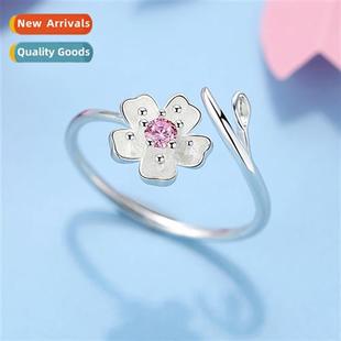 open cry silver pink female ring blossom cherry plated 925