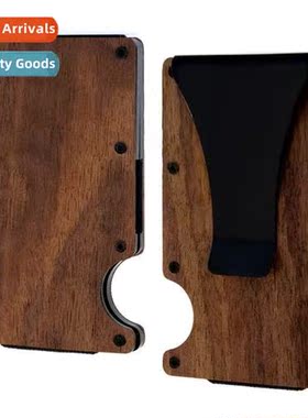 Woodgrain Card Holder Cred Card Holder Anti-ft Brush RFID Ca