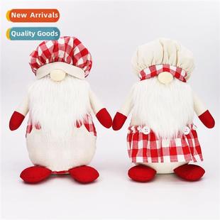 Claus faceless plaid gift wife whe Santa red Christmas doll