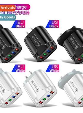 4USB Mobile Phe Charger 3A Colorful Charging Head LED Lights