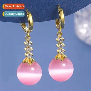 eye green female earrings ste cats pink whe color Dazzling