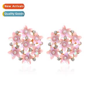 wild pink alloy style simple fashi earrings Korean flower