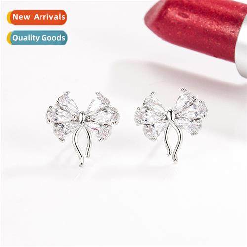 n niche zircia bow earrings female temperament light luxury