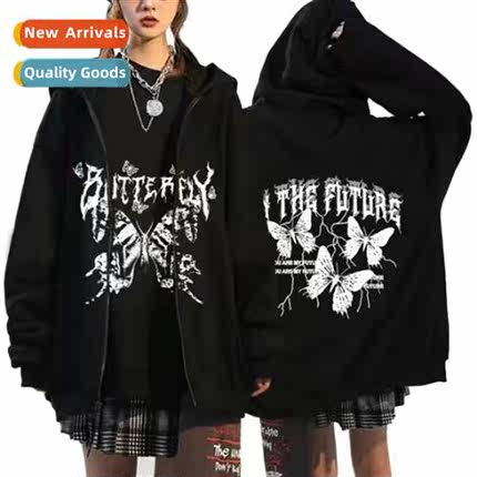 Fashi Autumn Womens Hoodie Butterfly Pullover Hoodie Printed