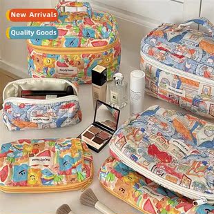 Bag Cute Capacy Graffi Large Cosmetic Heart Colorful Girl