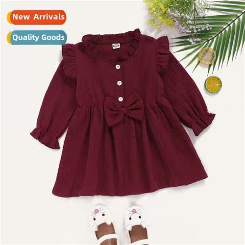 Girls Spring  Autumn 2021 new n solid color in small childre
