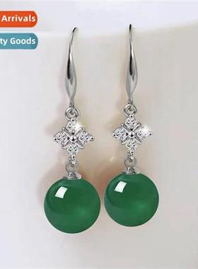 2021 new agate four-leaf clover earrings chrysoprase lg earr