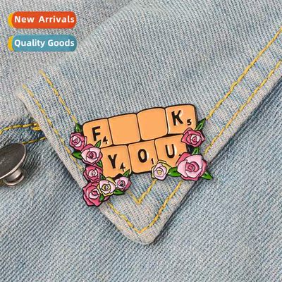 Pink flowers enamel pin persalized matching scarf buckle cor