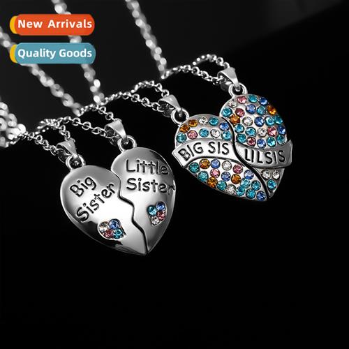 New Big  Sisters Big  Sisters Two Heart Patchwork Necklace A