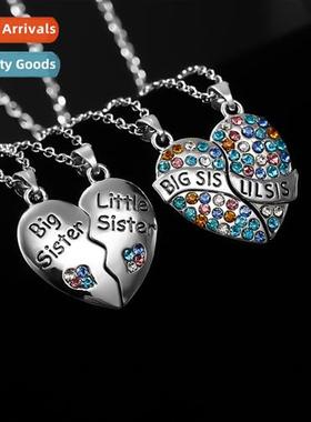 New Big  Sisters Big  Sisters Two Heart Patchwork Necklace A