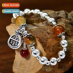 rolling beads natial Crystal ethnic wealth tide sty bracelet