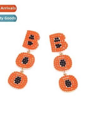 design   alloy inlaid rice beads BOO letters earrings persal