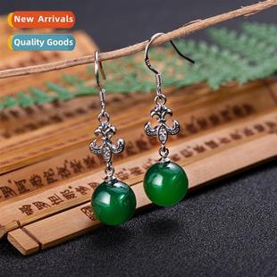 natural green agate Vintage micro style earrings zirc ethnic