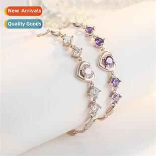 heart shaped amethyst female attachment necklace lig sweet