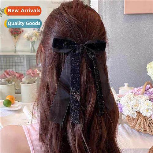 Hepburn style bow ribb hair clips female French retro temper