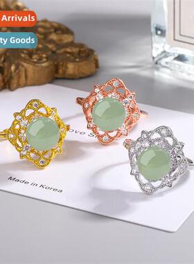 Ethnic style vintage set crystal zircia finger ring opening