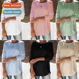 Neck Park Solid Color Top 2019 Casual Super