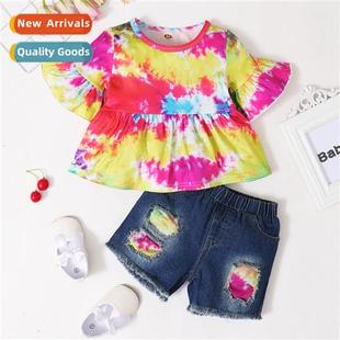 tie 2021 flare short fall new dye Girls sleeved spring