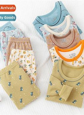 Autumn new pajamas boys and girls cott home wear small flowe