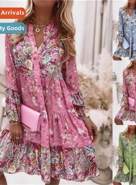 Dress Summer 2022 New Printed Dress Loose Fashi V-Neck Chiff