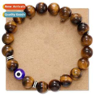 Europe and Uned States 8mm tigers eye ste bracelet luce blu