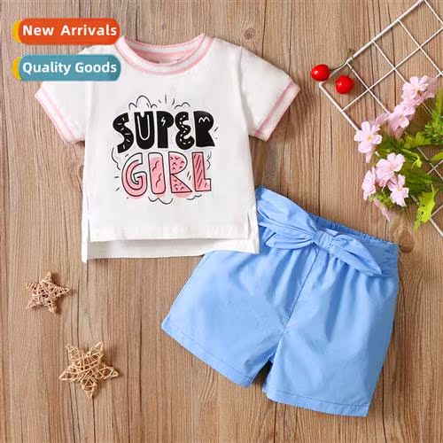 Girls spring  autumn  2021 new n letters printed short-sleev