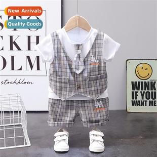 two baby Childrens clos gentleman boy summer plaid
