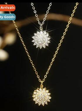 Rotating sunflower necklace female fashi light luxury sunflo
