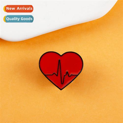 Creative red color system brooch red heart heart rate badge