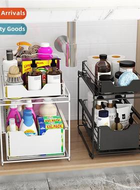 Kchen Under Sink Shelf Organizer Double Drawer Pullout Multi