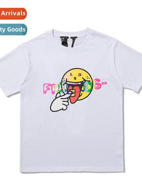 VL Big V rainbow smiley face short sleeve men  women hundred