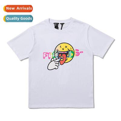 VL Big V rainbow smiley face short sleeve men  women hundred