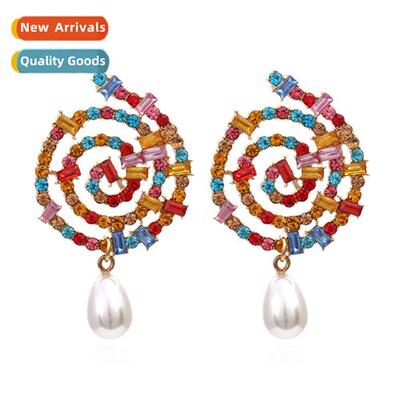 New simple colored diamd earrings retro fashi hollowed out w