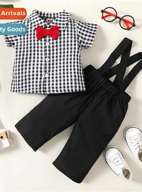 Boys spring  autumn  2022 new n plaid sleeveless printed top