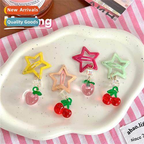 Cute cream color system pin fru pentagram BB clip bangs clip