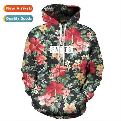 New lettered floral digal print sweatshirt casual plus size